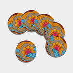 African Sun Print Leather Coaster Set