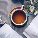 African Sun Print Leather Coaster Set