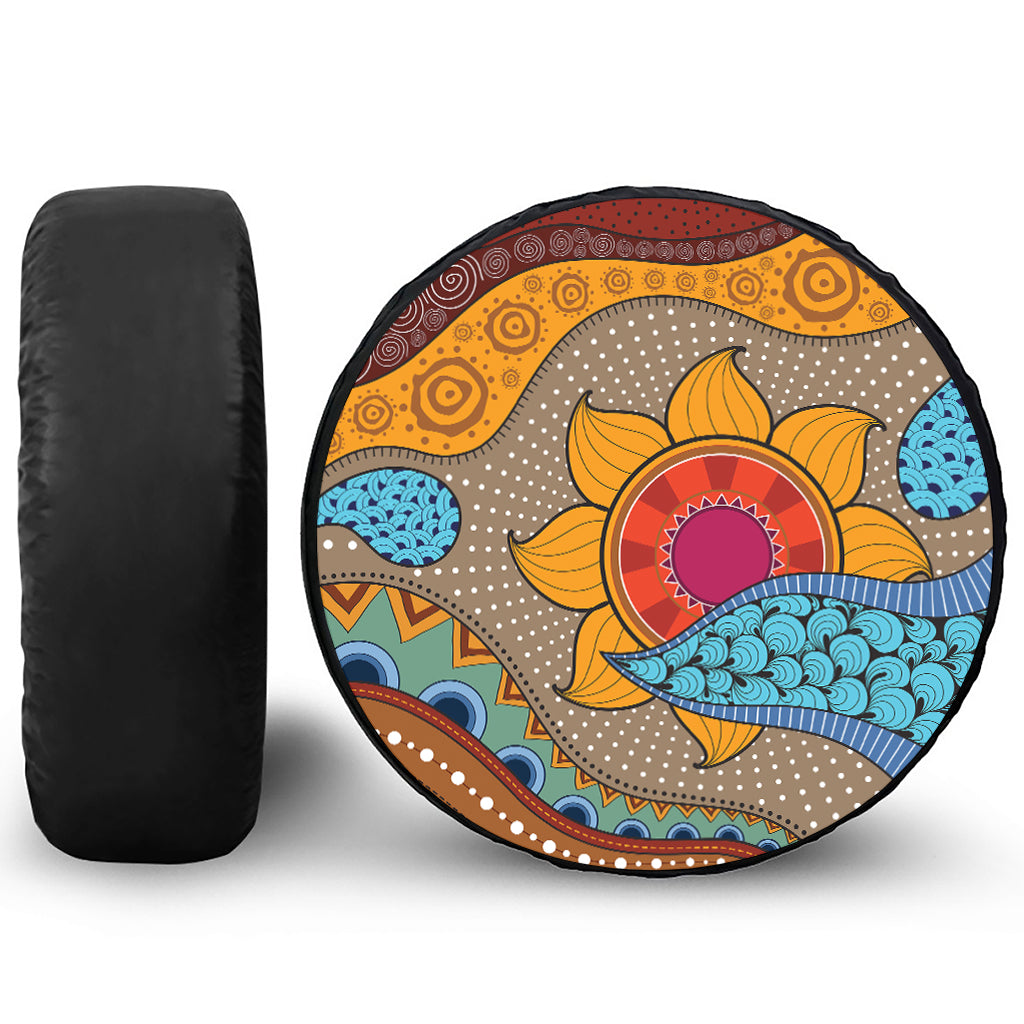 African Sun Print Leather Spare Tire Cover