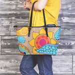 African Sun Print Leather Tote Bag