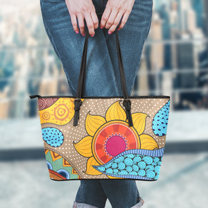 African Sun Print Leather Tote Bag