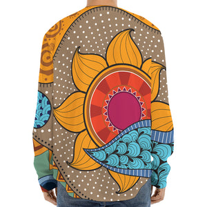 African Sun Print Long Sleeve Baseball Jersey