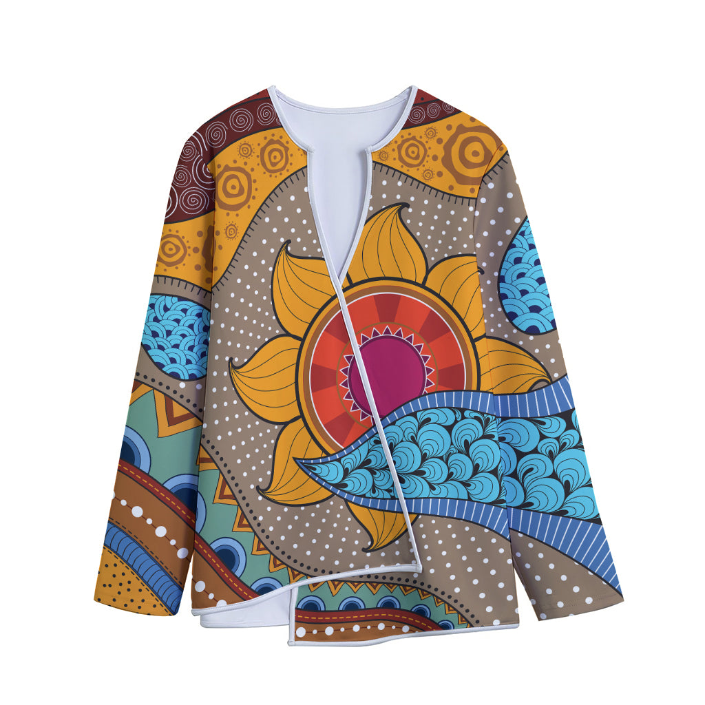 African Sun Print Long Sleeve Short Coat