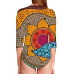 African Sun Print Long Sleeve Swimsuit