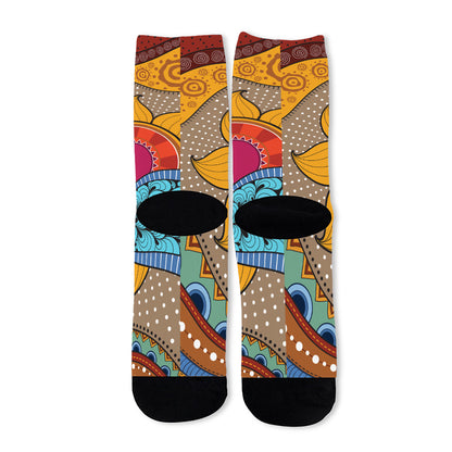 African Sun Print Long Socks