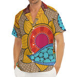 African Sun Print Men's Deep V-Neck Shirt