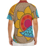 African Sun Print Men's Deep V-Neck Shirt