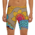 African Sun Print Men's Long Boxer Briefs