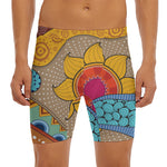 African Sun Print Men's Long Boxer Briefs