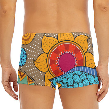 African Sun Print Men's Short Boxer Briefs