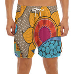 African Sun Print Men's Split Running Shorts