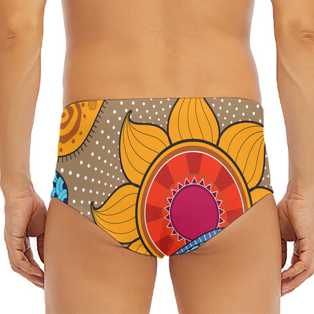 African Sun Print Men's Triangle Swim Briefs
