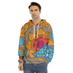 African Sun Print Men's Velvet Pullover Hoodie