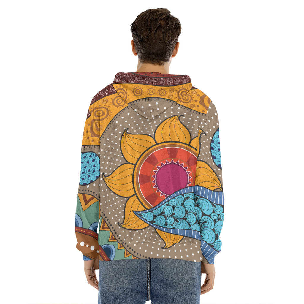 African Sun Print Men's Velvet Pullover Hoodie