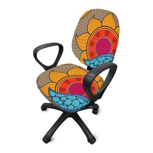 African Sun Print Office Chair Cover