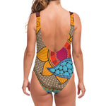 African Sun Print One Piece Swimsuit