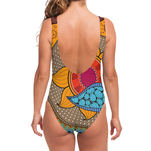 African Sun Print One Piece Swimsuit