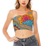 African Sun Print One Shoulder Crop Top