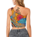African Sun Print One Shoulder Crop Top