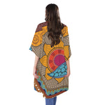 African Sun Print Open Front Beach Cover Up