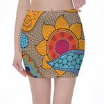 African Sun Print Pencil Mini Skirt