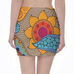 African Sun Print Pencil Mini Skirt