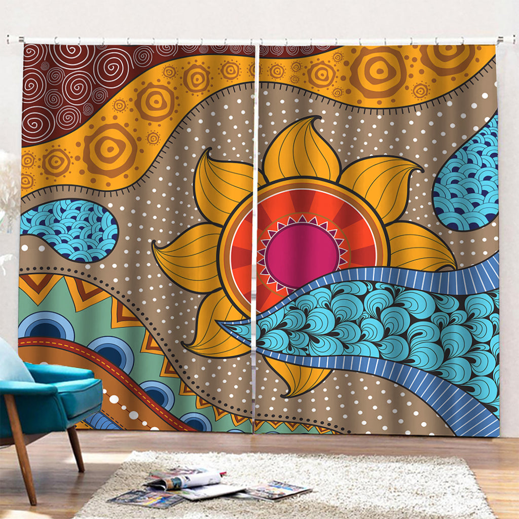 African Sun Print Pencil Pleat Curtains