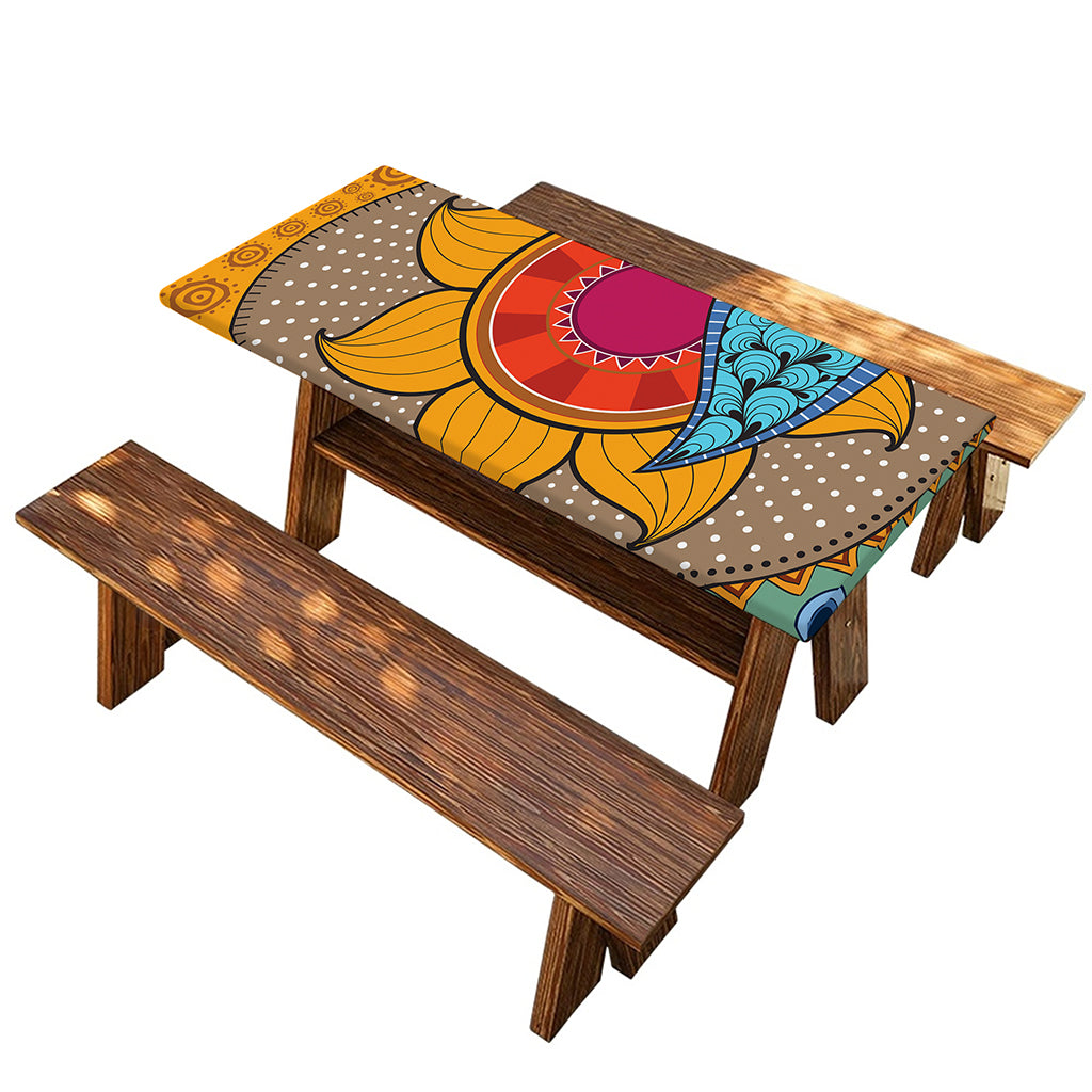 African Sun Print Picnic Table Cover