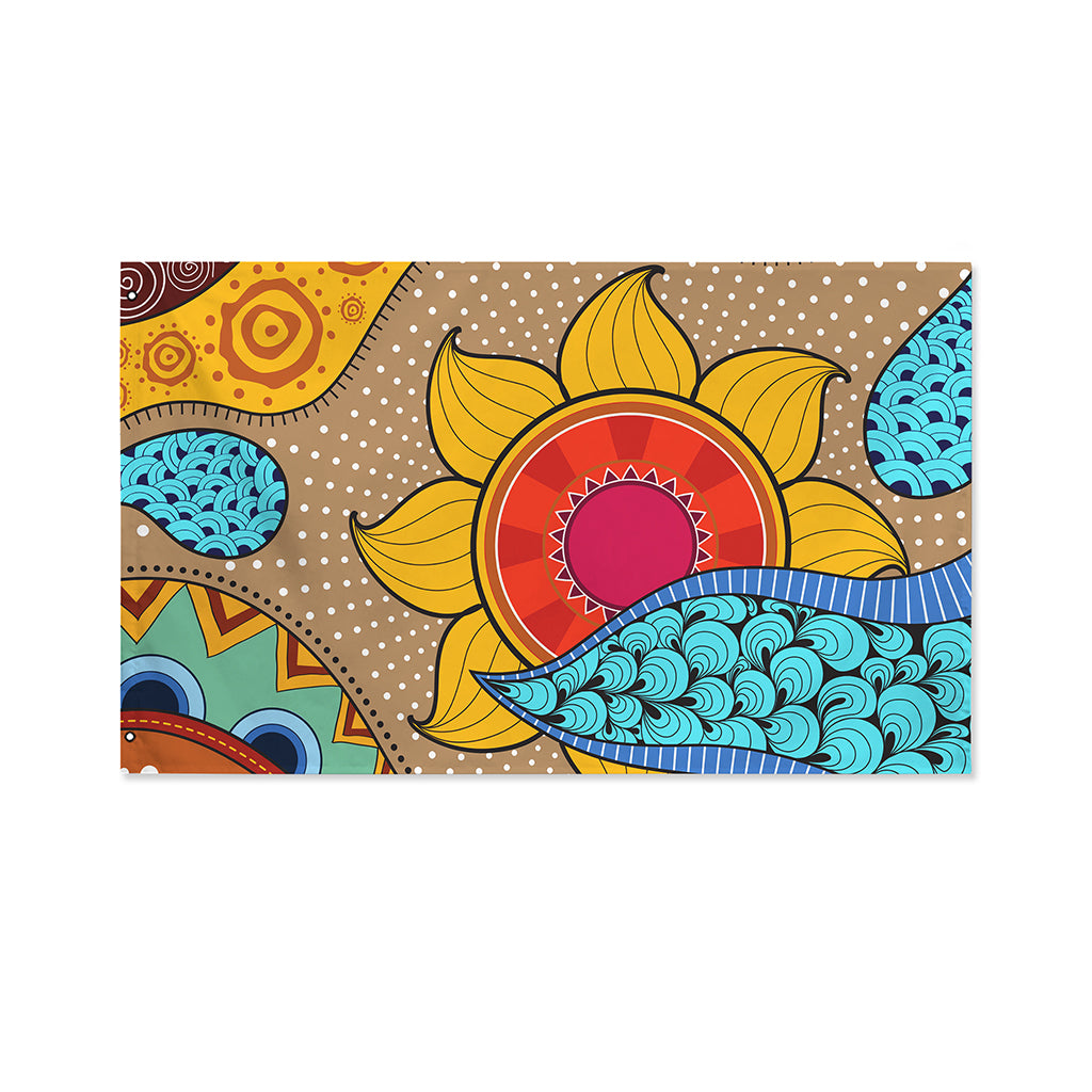African Sun Print Polyester Flag