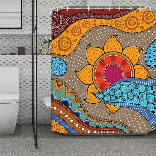 African Sun Print Polyester Shower Curtain