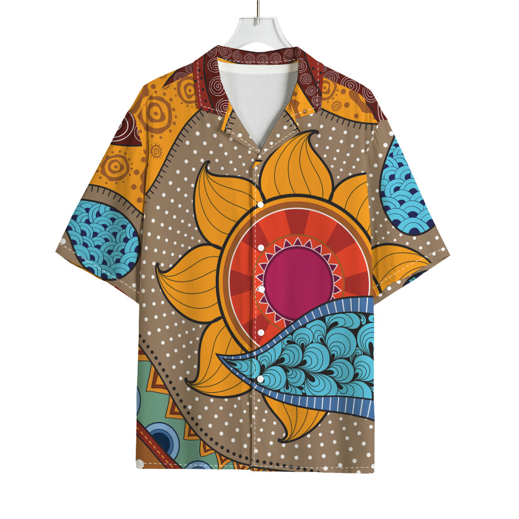 African Sun Print Rayon Hawaiian Shirt