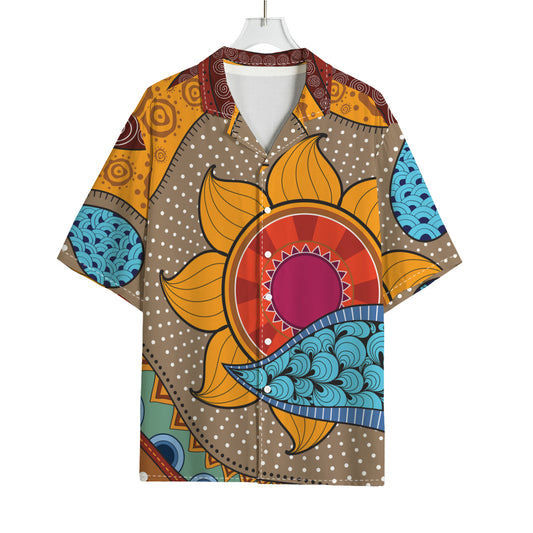 African Sun Print Rayon Hawaiian Shirt