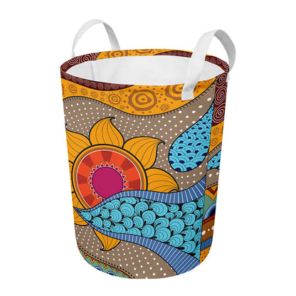 African Sun Print Round Laundry Basket