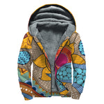 African Sun Print Sherpa Lined Zip Up Hoodie