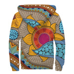 African Sun Print Sherpa Lined Zip Up Hoodie