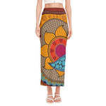 African Sun Print Side Slit Maxi Skirt