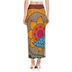 African Sun Print Side Slit Maxi Skirt