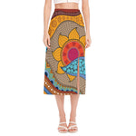 African Sun Print Side Slit Midi Skirt
