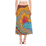 African Sun Print Side Slit Midi Skirt