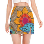 African Sun Print Side Slit Mini Skirt