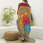 African Sun Print Silk V-Neck Kaftan Dress
