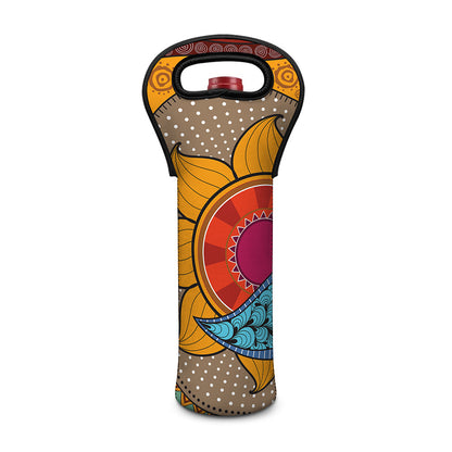 African Sun Print Single Neoprene Wine Tote
