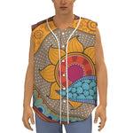 African Sun Print Sleeveless Baseball Jersey