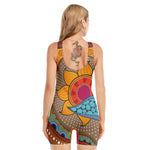 African Sun Print Sleeveless One Piece Swimsuit