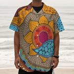 African Sun Print Textured Short Sleeve Shirt