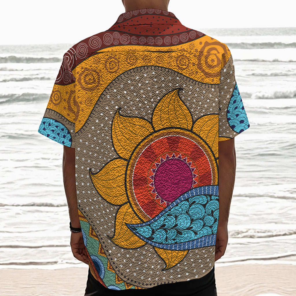 African Sun Print Textured Short Sleeve Shirt