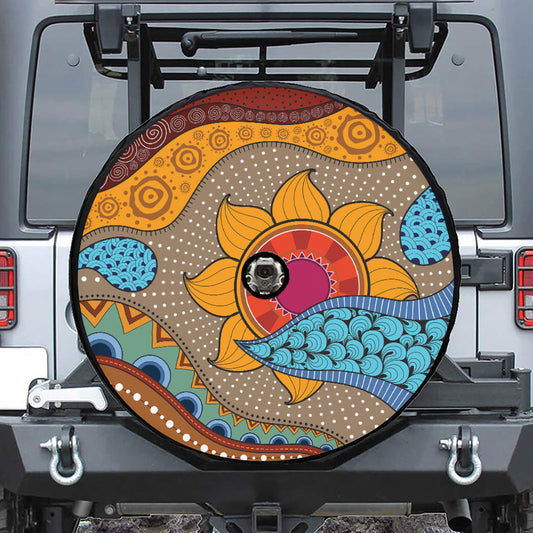 African Sun Print Tire Cover With Camera Hole