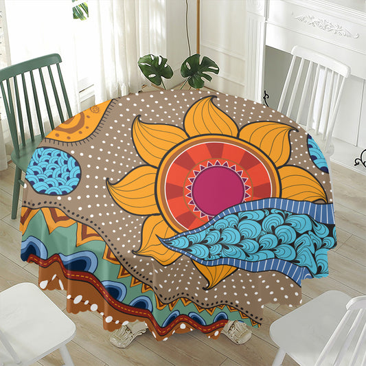 African Sun Print Waterproof Round Tablecloth