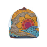 African Sun Print White Mesh Trucker Cap