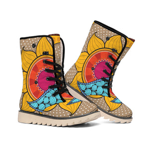 African Sun Print Winter Boots